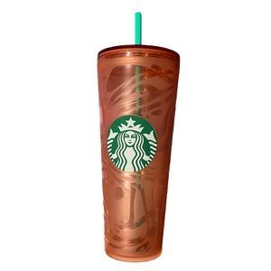Starbucks Orange Abstract Swirl Wave Acrylic Cold Cup 24 oz Venti Tumbler - NEW